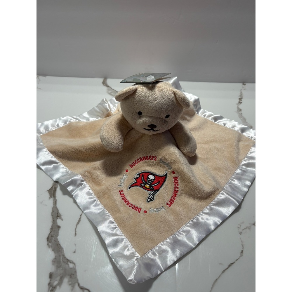 Baby Fanatic Tampa Bay Buccaneers NFL Security Bear Plush Blanket Tan White‎ NEW
